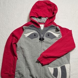 Gymboree Red and Gray Raccoon Hoodie